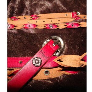 Fossil thin leather belt metal flower aprx M